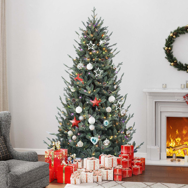 Arbre de Noël épinette 6 pi avec éclairage réglable et pommes de pin 6 pi, 6'