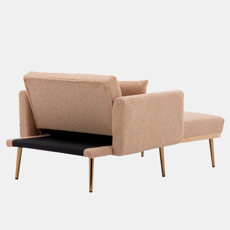 Chaise longue capitonnée de 62,2 po Hinderike, Combinaison chameau