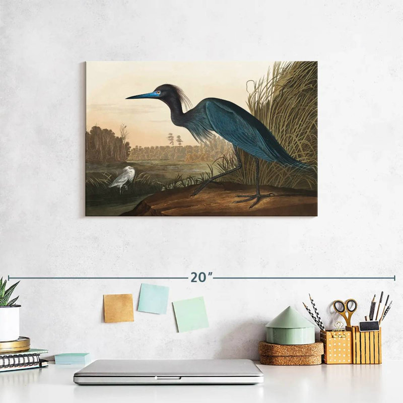 Grue bleue Bramon ou héron, H 8 po x l 12 po