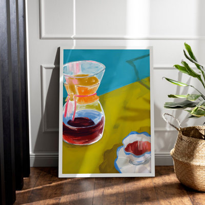 Z Studio Vintage Morning Coffee Kitchen Wall Art Coffee Poster for Cafe Wall Decor Bar Decor 12 x 16 po, cadre blanc
