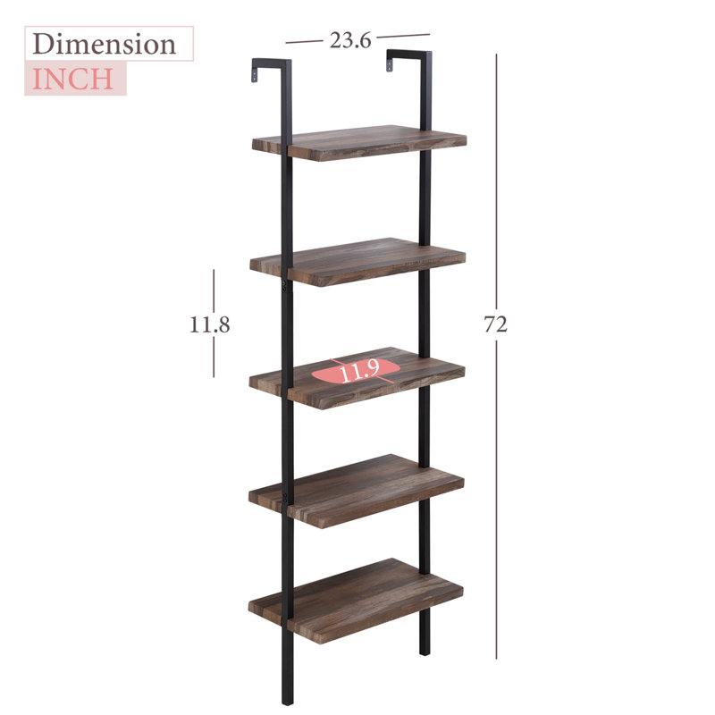 Étagère à livres en métal 23,6 ", (4 tablettes) H 72 po x l 23,6 po x P 11,9 po