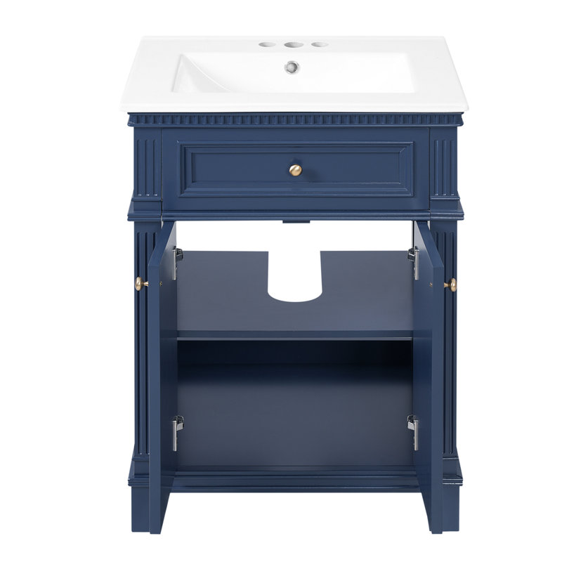 Armoire de salle de bain avec portes à fermeture douce et tablette réglable, Blue