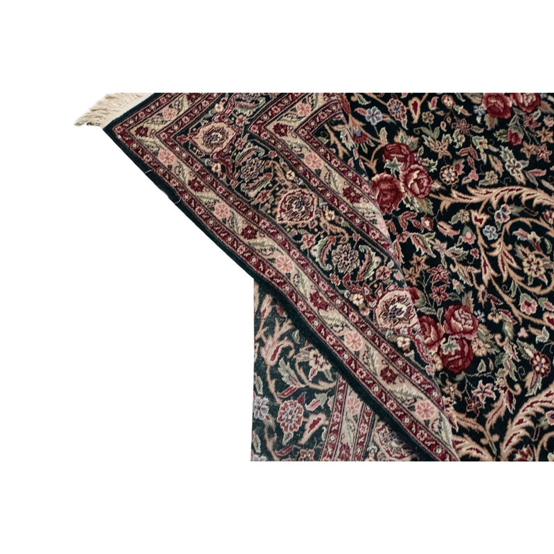Tapis rouge / noir / brun en laine noué à la main de conception unique 6 pi x 9 pi