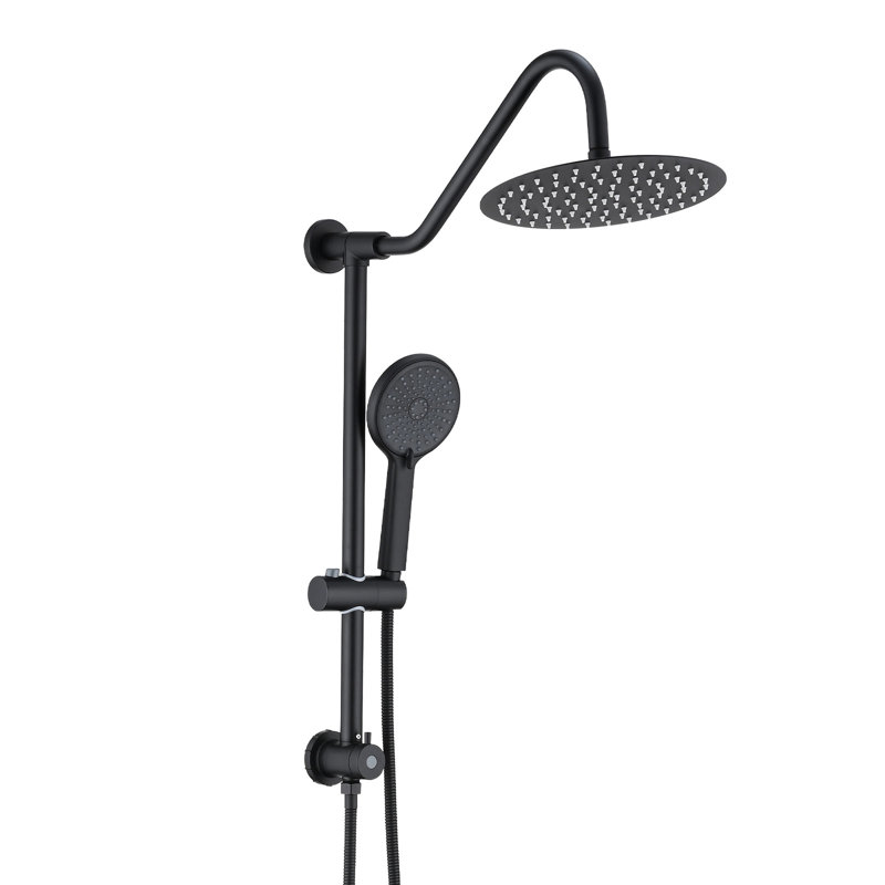 10" Rain Shower Head & Handheld - Matte Black Metal Lime Easily With And Diverter Valve Included