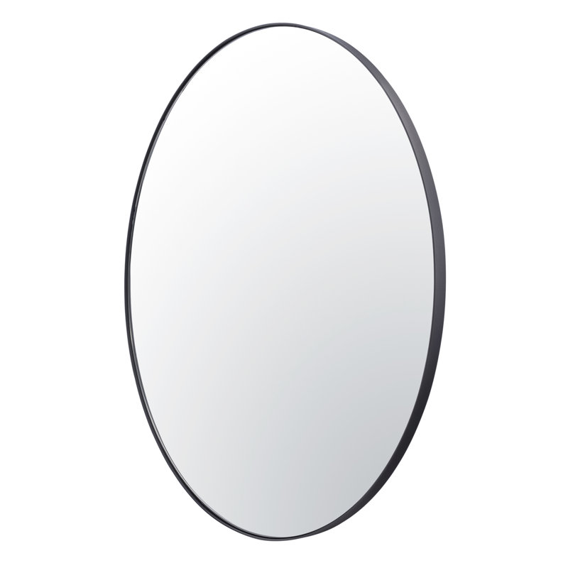 Miroir mural tablette rond - l 40 po x H 40 po - noir, Noir mat, 40 po x 40 po