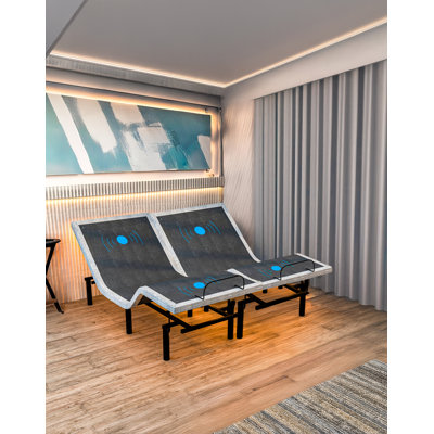 Structure réglable pour lit de massage très grand divisé seulement, USB, éclairage sous le lit, télécommande sans fil et lit d'appoint sans gravité