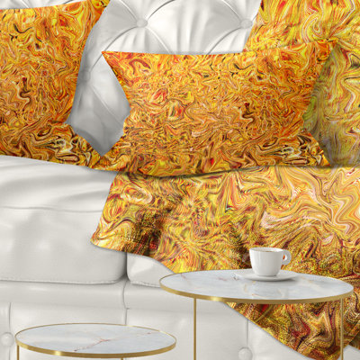 Textured Flowing Yellow - Abstract Printed Throw Pillow