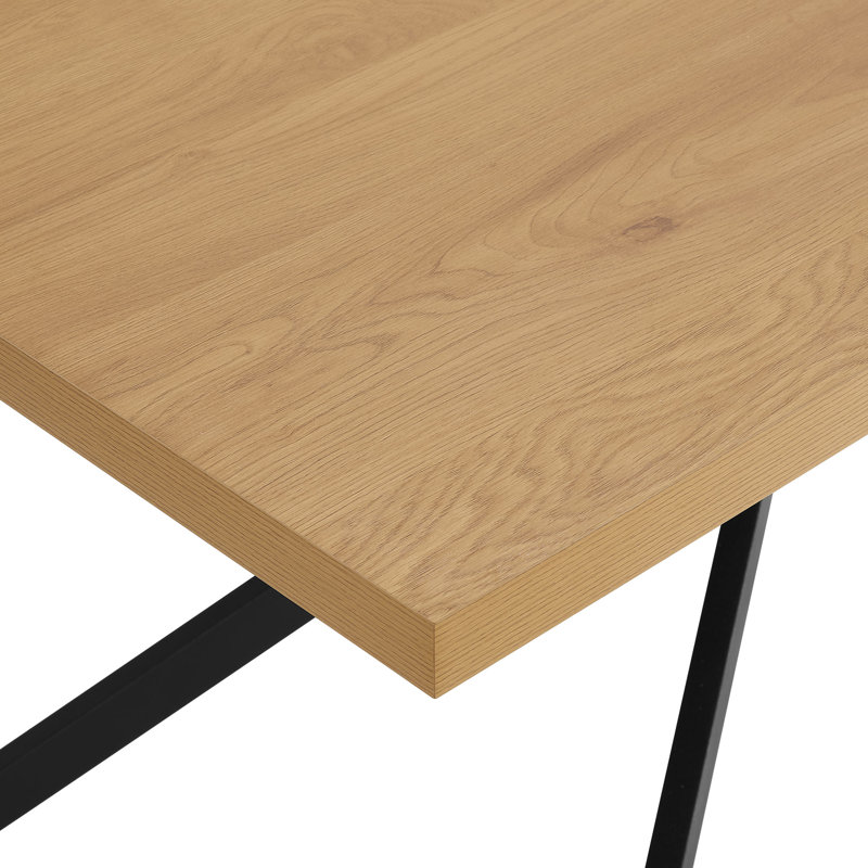 Abel Metal Base Dining Table, Natural Wood