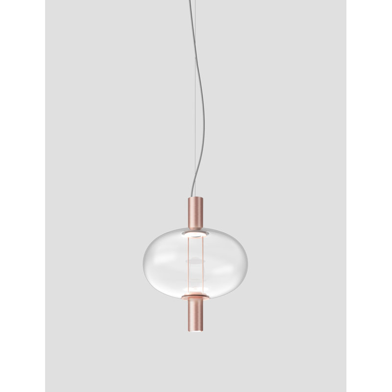 Riflesso Suspension 2L1 Amber Transparent Matt Gold 3 L2221 Ul, Crystal Transparent, Matte Copper, 2700 Kelvins