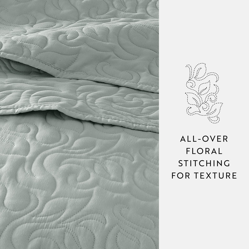 Eucalyptus Twin Reversible Microfiber Quilt Set