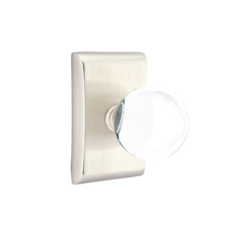Ensemble de faux boutons Emtek avec rosette Neos et bouton en verre Bristol, Nickel satiné