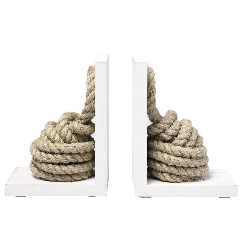 Decorative Nautical Knot Rope Non-Skid Bookends (Set of 2)