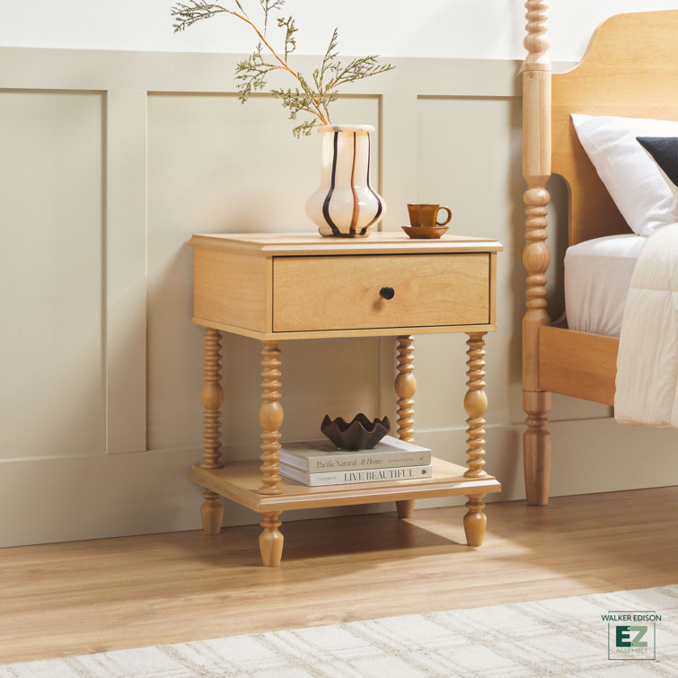 Vivienne Easy Assembly Solid Wood Spindle 1-Drawer Nightstand