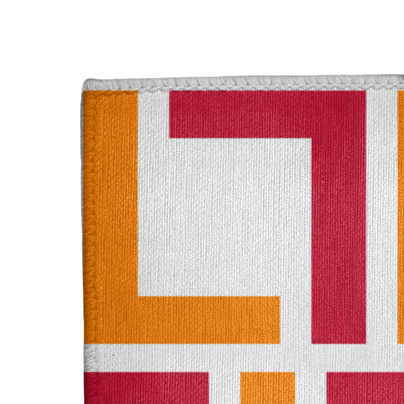 Tapis géométrique blanc cassé / orange / rouge, Rectangle 3 pi x 5 pi