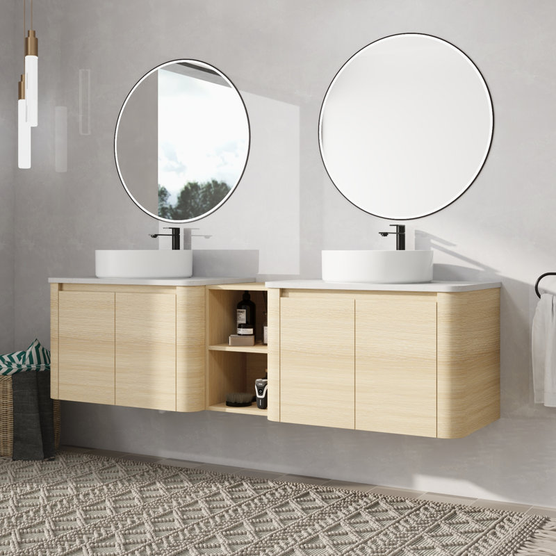 Meuble-lavabo double 72 po avec lavabo en céramique, 72", Blanc
