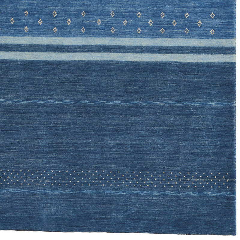 Gava Hand Loomed Wool Oriental Area Rug in Blue, Rectangle 8' x 10'