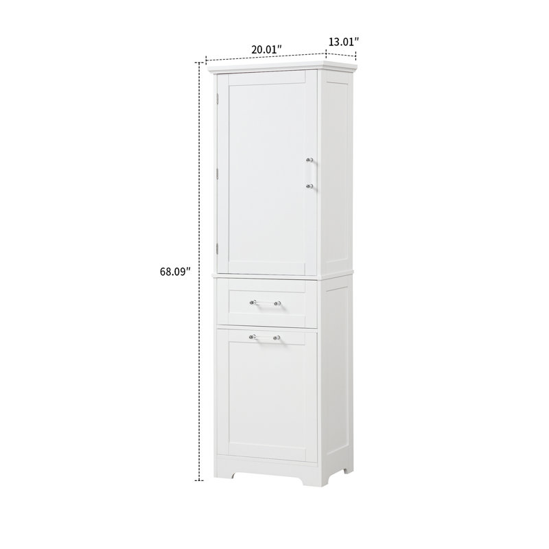 Modern Stylish Tall Bathroom Storage Cabinet Linen Cabinet with a Cabinet and Two Drawers, White