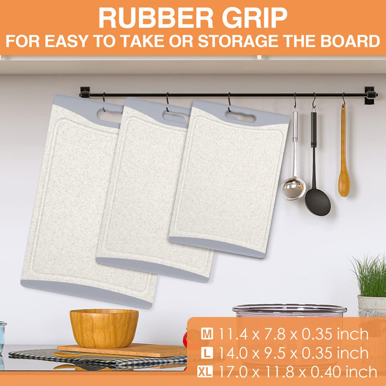 Extra Large Cutting Boards, Plastic Cutting Boards For Kitchen (Set Of 3),  Beige