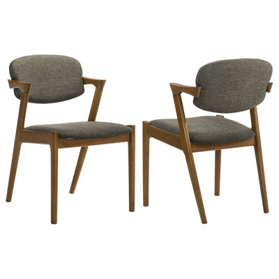 Kaycia Heritage Design - Chaise de salle à manger rembourrée en bois Celis noyer foncé (ensemble de 2)