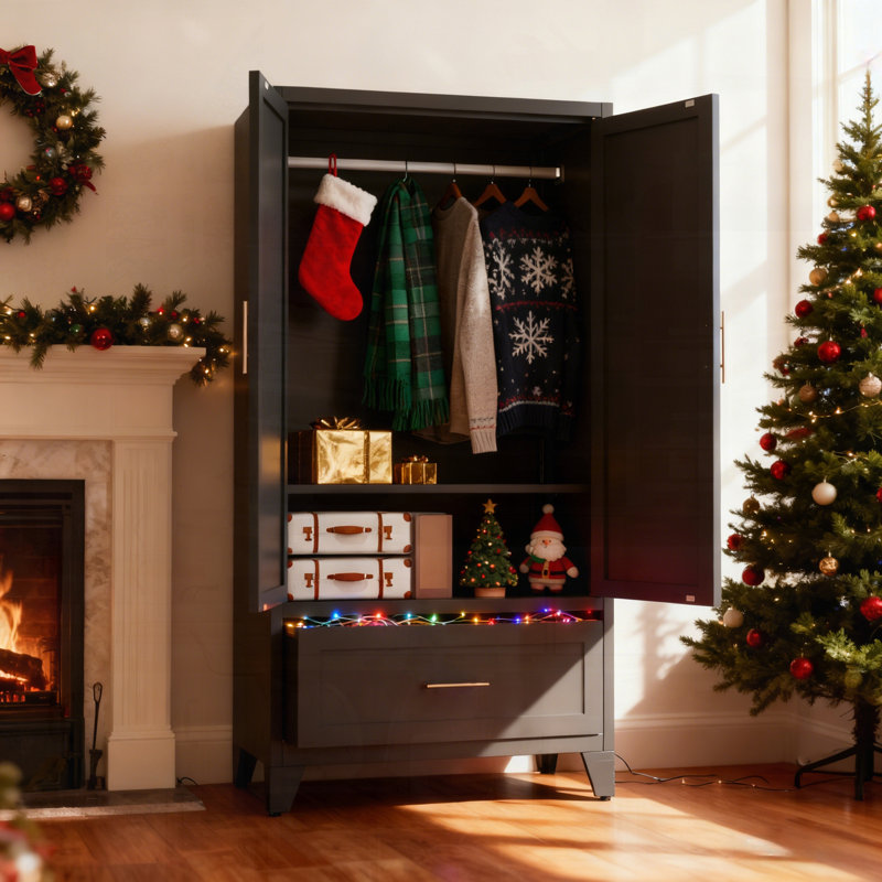 Armoire à tringle en métal, Noir