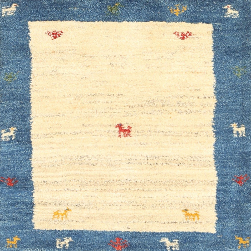 Tapis abstrait beige / bleu, Carré 6 pi