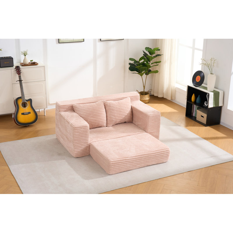 Canapé deux places à compression en mousse à mémoire de forme de 142 cm (56 po), rose, sans assemblage