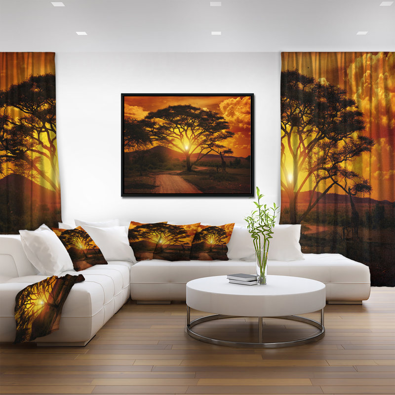 «African Sunset with Lonely Tree», reproduction de photo sur toile tendue encadrée, H 30 po x l 40 po x P 1,5 po