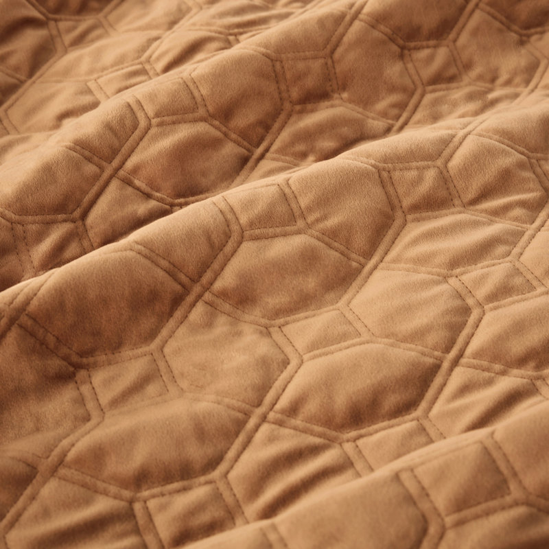 3 pièces de courtepointe en velours rouille très grand / très grand, motif géométrique, 1 et 2 taies décoratives au design élégant, courtepointe, rembourrage en coton chaud