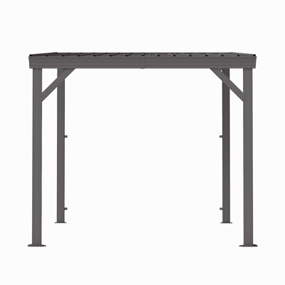 8'X 8' Lean To Gazebo With Upgraded Drainage System, Wall Mounted Gazebo Hardtop Galvanized Steel Sloping Roof For Patio Deck Backyard Lawn Party