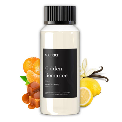 Huile pour diffuseur Golden Romance | Huile essentielle d'aromathérapie romantique pour l'amour et la soirée amoureuse | Huile de la collection Valentine avec mandrin, citron, bourbon et musc | 120 ml | 4,06 oz liq.