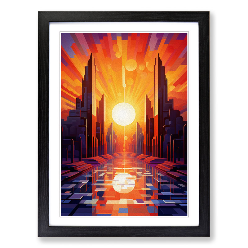 Single Picture Frame Print on Wood, 46cm H x 34cm W, Black Framed