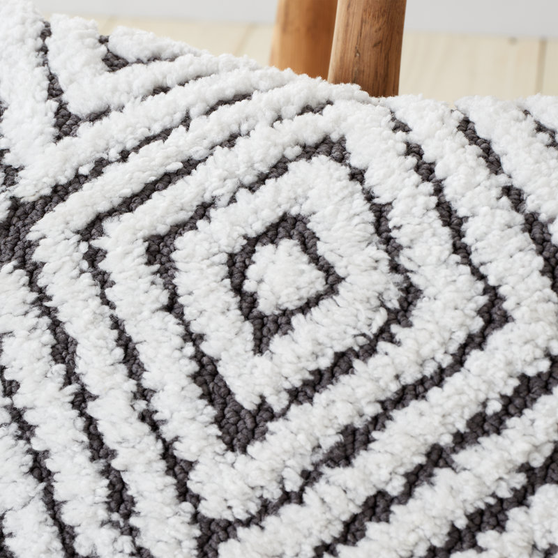 Global Tufted Geo 50x50 cm Cushion, Black/White