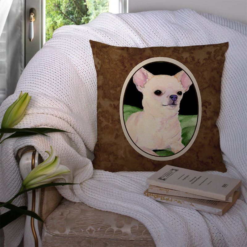 Coussin intérieur/extérieur brun carré chihuahua