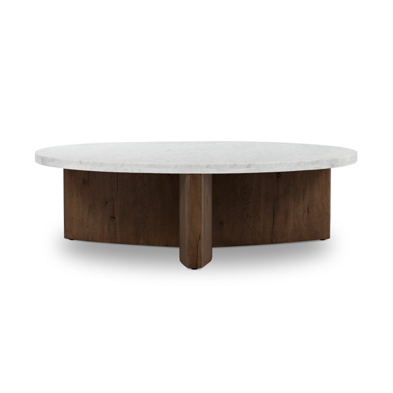 Toli Marble Coffee Table, Italian White/Rustic Fawn