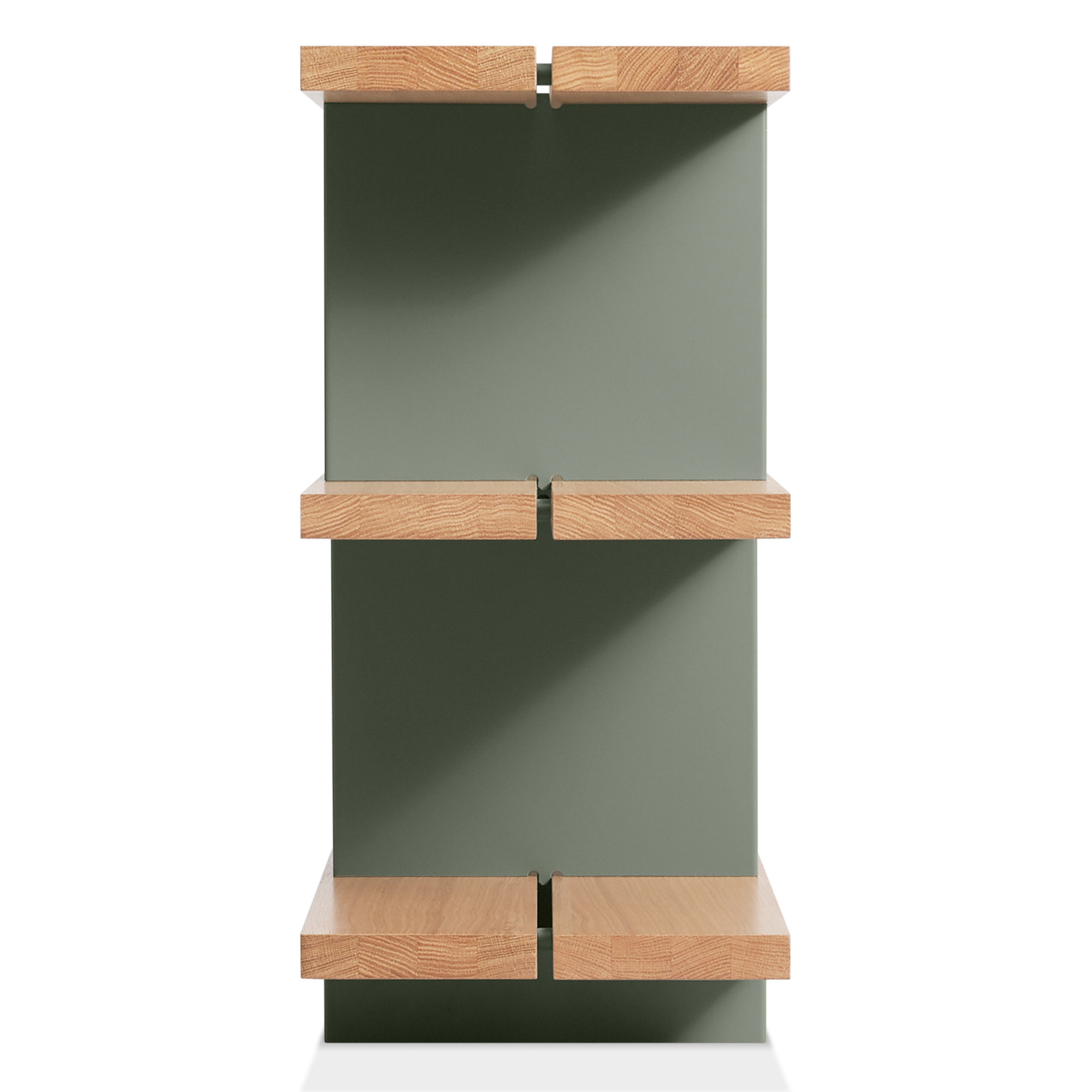 Happy Day Wide Bookcase, Walnut/Gray Green, (3 Shelves) 29" H x 81" W x 14" D