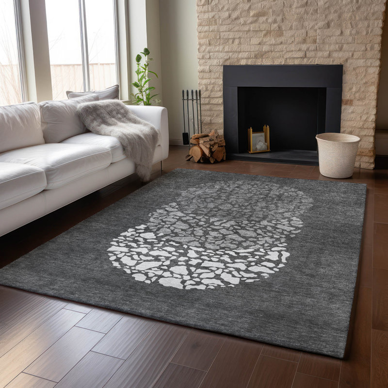 Premium Machine Washable Cerrito Charcoal Rug, Rectangle 5' x 7'6"