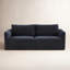 Causeuse modulaire en velours à accoudoirs arrondis 74 po Deirdre-513645641