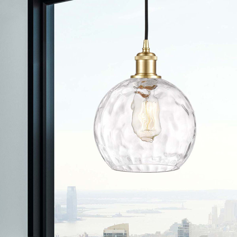 Luminaire suspendu sphère 1 lumière Roxane, Ampoule non incluse, H 10 po x l 8 po x P 8 po, Or satiné