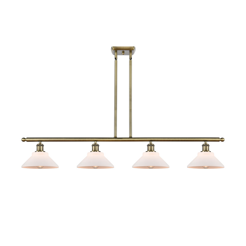 Luminaire suspendu pour îlot de cuisine 4 lumières linéaires Pfeiffer, Blanc mat, DEL