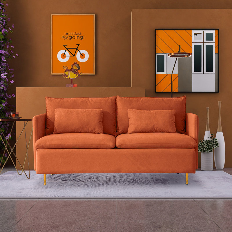 Causeuse Gerdje, Mélange de lin orange