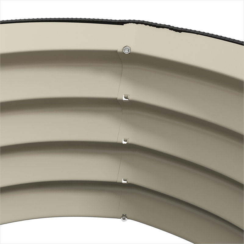 Ensemble de jardin surélevé rond en acier galvanisé avec bordure en caoutchouc sécuritaire et drainage par le fond ouvert, blanc pur, 60 cm (23,5 po)