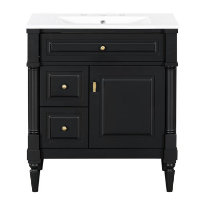 30" freestanding bathroom vanity with ceramic sink