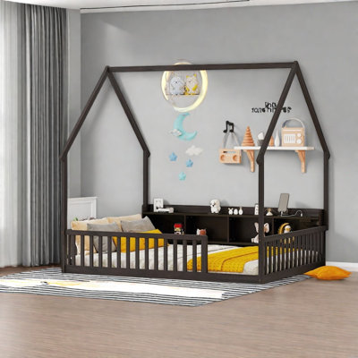 Lits de maison avec rangement, structure en bois de pin, chambre d'enfant de ferme