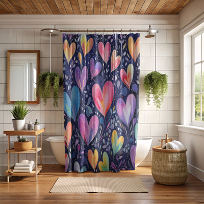 Romantic Heart Designs - Rideau de douche standard 1 pièce