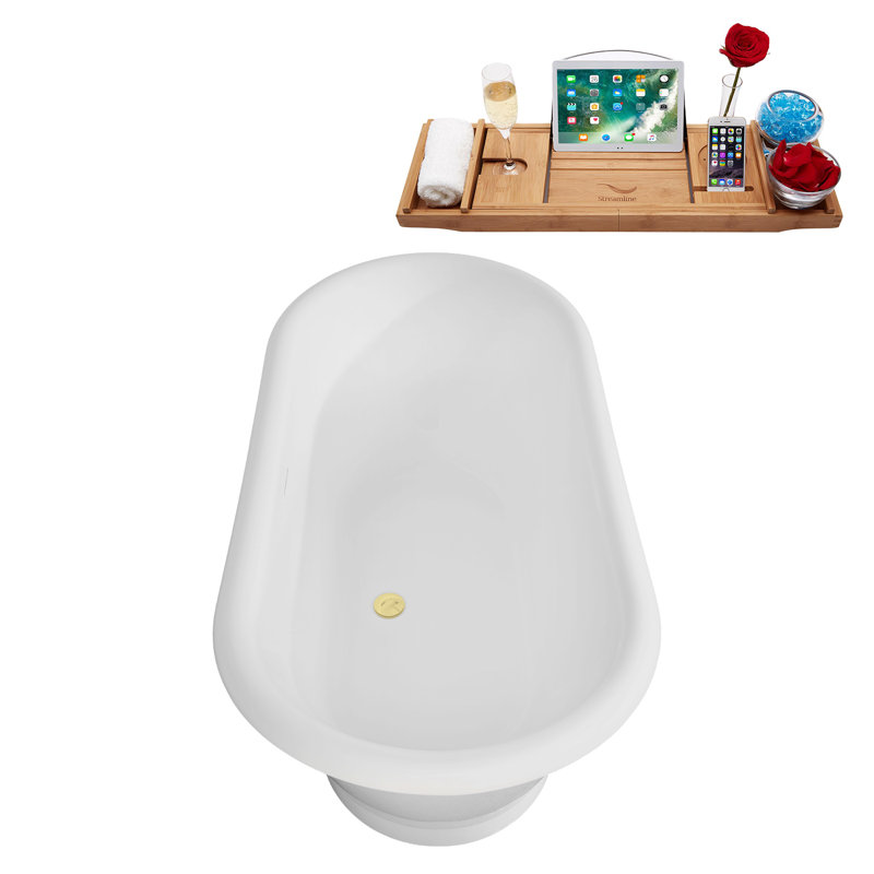 Baignoire autoportante 59 "avec drain interne Streamline, Laiton poli