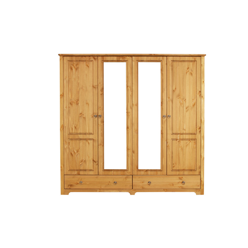 Sasha 4 Door Solid Wood Wardrobe, Oiled 