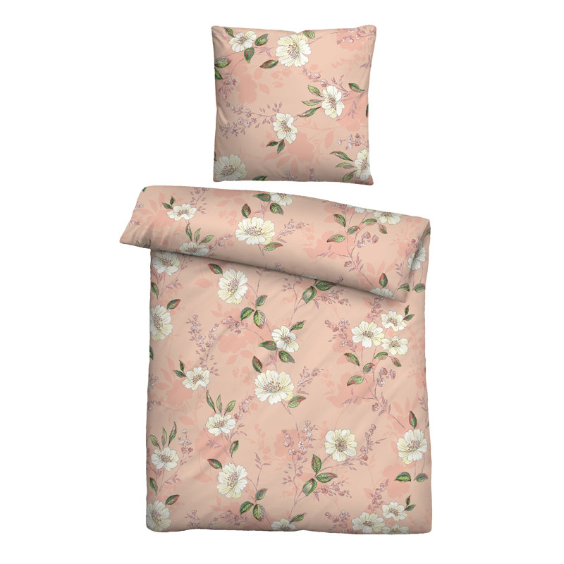 Cotton Floral Duvet Cover Set with Pillowcases Included, 155 x 220 cm