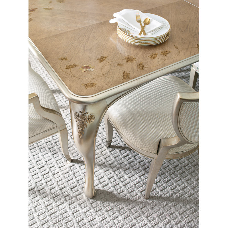 Fontainebleau Rectangular Brown and Gold Extendable Dining Table