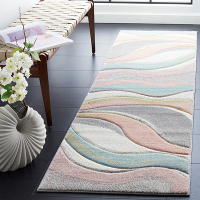 Tapis gris / rose / crème Dugway