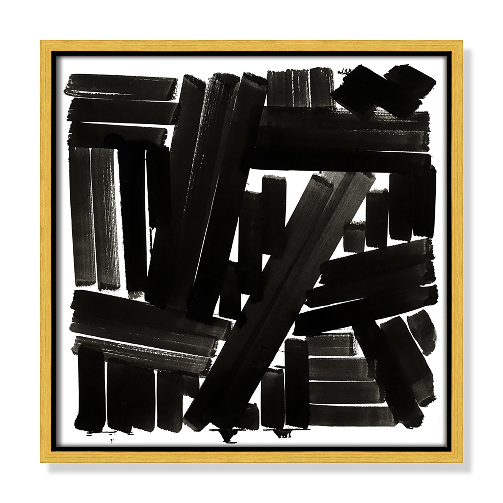 Shape of Song I by Cartissi - Floater Frame Painting on Canvas, 13.5" H x 13.5" W x 2" D, Gold Framed
